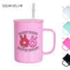 17oz Cream Color Glass Mug with Plastic Lid - for Sublimation