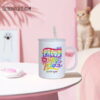 17oz Cream Color Glass Mug with Plastic Lid - for Sublimation - Image 2