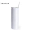 20 oz Straight Skinny Flat Bottom White Matte Sublimation Tumblers - Case of 50