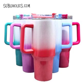 40 oz Stanley Style Ombre Gradient Rainbow Shimmer Tumblers