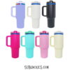 40 oz Stanley Style Tumbler with Rainbow Underlay for Laser Engraving