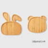 Children's Bamboo Plate for Laser Engraving - Panda and Bunny