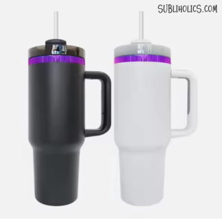 40 oz Stanley Style Tumbler with Purple Underlay for Laser Engraving