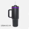 40 oz Stanley Style Tumbler with Purple Underlay for Laser Engraving - Image 2