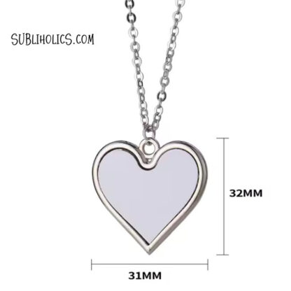 Heart Necklace Pendant for Sublimation - Image 2