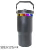 20 oz Stanley Style Flip Tumbler with Rainbow Underlay for Laser Engraving - Image 2