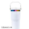 20 oz Stanley Style Flip Tumbler with Rainbow Underlay for Laser Engraving - Image 3