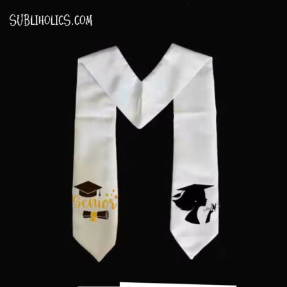 White Satin Graduation Stoles for Sublimation - 2 sizes - Image 2