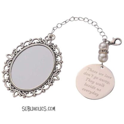 Large Double Sided Oval Clip on Photo Charm with Engraved Poem - Bridal Bouquets, Grad Caps - Image 2