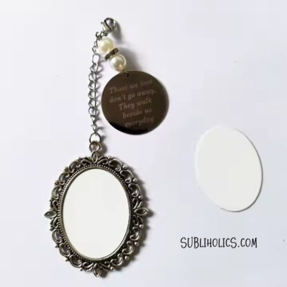 Large Double Sided Oval Clip on Photo Charm with Engraved Poem - Bridal Bouquets, Grad Caps - Image 3