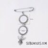 Photo Charm Pin - Round with Two Photos & Angel Charm - Image 2