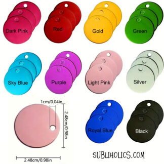 Aluminum Round (Small) Pet Tags for Engraving - 10 Colours