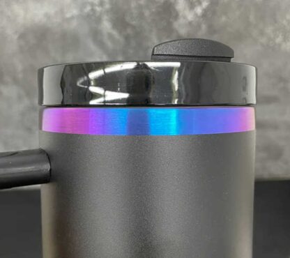 40 oz Stanley Style Tumbler for Laser Engraving - Black with Purple/Blue Ombre Chroma Underlay - Image 2