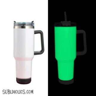 40 oz Stanley Style Tumbler with Bluetooth Speaker - Glow in the Dark