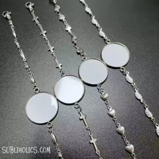 Silver Photo Disc Sublimation Bracelets - 4 Chain Styles