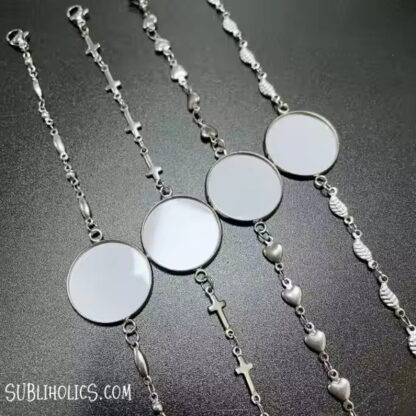 Silver Photo Disc Sublimation Bracelets - 4 Chain Styles