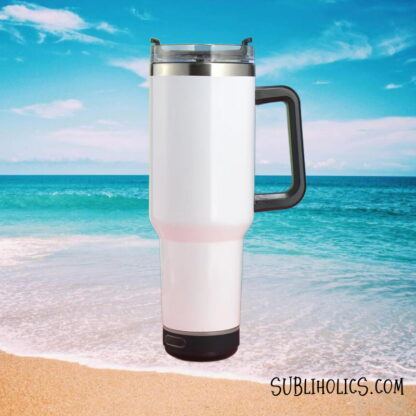 40 oz Stanley Style Tumbler with Bluetooth Speaker - Black or White - Image 2