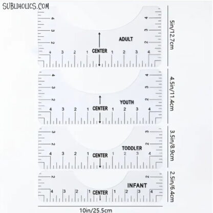4 Pieces T-Shirt Ruler Alignment Guide for DTF, HTV, Vinyl, & Sublimation - Image 2