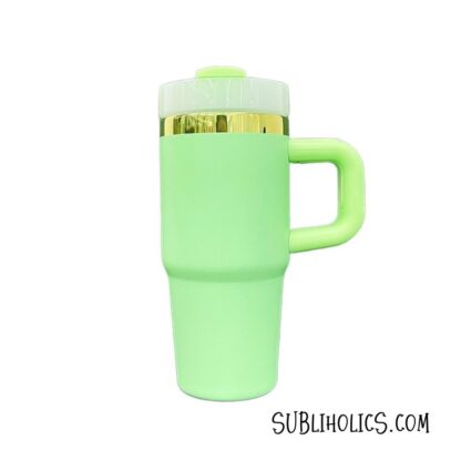 14 oz Gold Trimmed Macaron Mini Stanley Style Sublimation Tumblers - Image 5