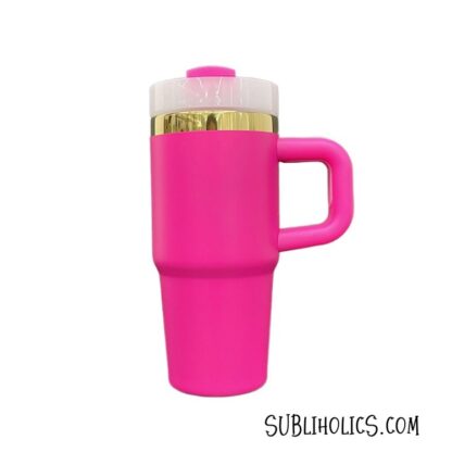 14 oz Gold Trimmed Macaron Mini Stanley Style Sublimation Tumblers - Image 4