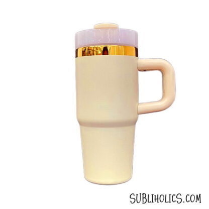 14 oz Gold Trimmed Macaron Mini Stanley Style Sublimation Tumblers - Image 3