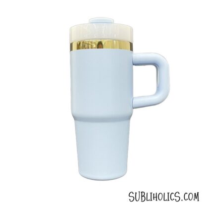 14 oz Gold Trimmed Macaron Mini Stanley Style Sublimation Tumblers - Image 6