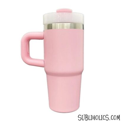 14 oz Silver Trimmed Macaron Mini Stanley Style Sublimation Tumblers - Image 4