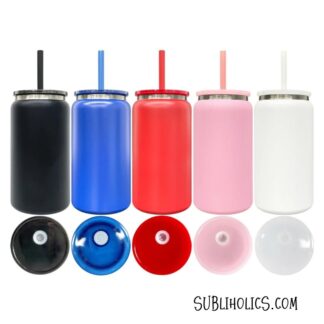 16 oz Stainless Steel Can Tumbler with Black Underlay for Laser Engraving