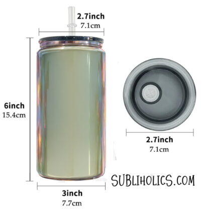 Midnight Mirror Plated 16oz Glass Can for DTF or Vinyl - Image 3
