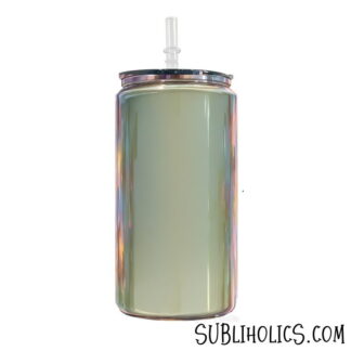 Midnight Mirror Plated 16oz Glass Can for DTF or Vinyl