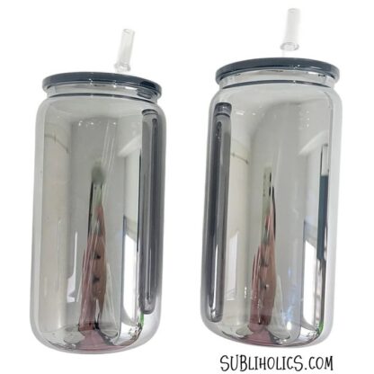Midnight Mirror Plated 16oz Glass Can for DTF or Vinyl - Image 2