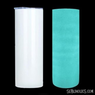 20 oz Glow In The Dark Sublimation Tumblers White to Blue Glow