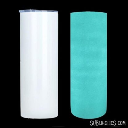 20 oz Glow In The Dark Sublimation Tumblers White to Blue Glow