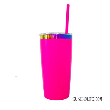 20 oz Stainless Steel Car Tumbler with Rainbow Underlay for Laser Engraving - Image 6