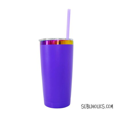 20 oz Stainless Steel Car Tumbler with Rainbow Underlay for Laser Engraving - Image 7
