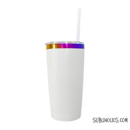 20 oz Stainless Steel Car Tumbler with Rainbow Underlay for Laser Engraving - Image 3