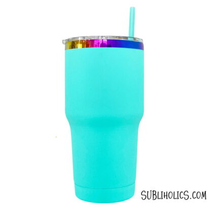 20 oz Stainless Steel Curved Car Tumbler with Rainbow Underlay for Laser Engraving - Image 5