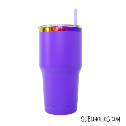 20 oz Stainless Steel Curved Car Tumbler with Rainbow Underlay for Laser Engraving - Image 2