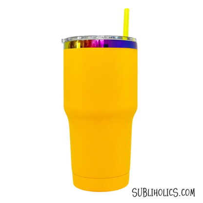 20 oz Stainless Steel Curved Car Tumbler with Rainbow Underlay for Laser Engraving - Image 4