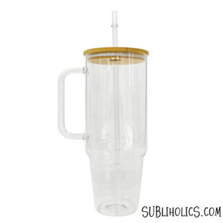 40 oz Stanley Style Tumbler - Clear Glass for Sublimation
