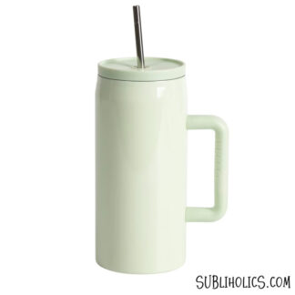 40 oz Daily Sipper White Stainless Steel Tumbler with Soft Grip Handle