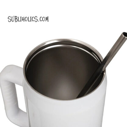 40 oz Daily Sipper White Stainless Steel Tumbler with Soft Grip Handle - Image 5