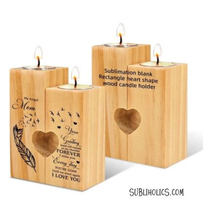 Unique Wooden Candle Holder Set for Sublimation - Image 2