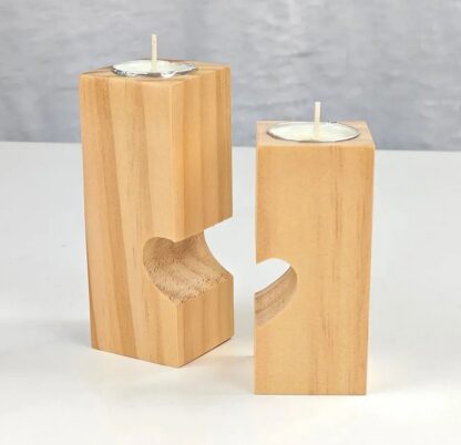Unique Wooden Candle Holder Set for Sublimation - Image 3