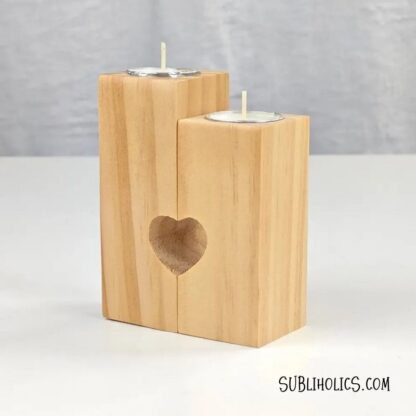 Unique Wooden Candle Holder Set for Sublimation - Image 4