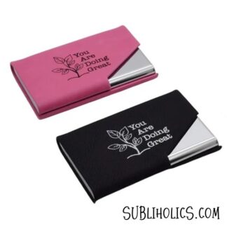 Business Card Case for Laser Engraving - PU Leather + Aluminum
