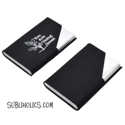 Business Card Case for Laser Engraving - PU Leather + Aluminum - Image 4
