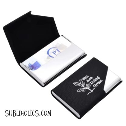 Business Card Case for Laser Engraving - PU Leather + Aluminum - Image 3