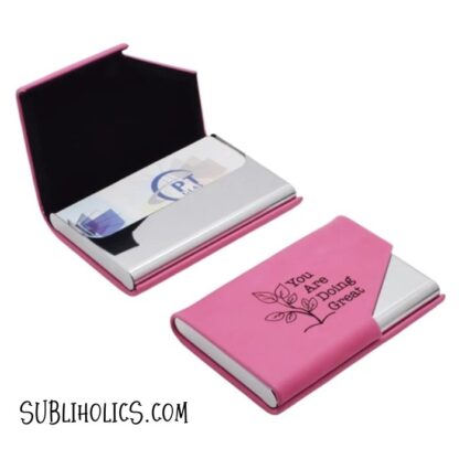 Business Card Case for Laser Engraving - PU Leather + Aluminum - Image 5