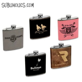Leatherette Covered 6 oz Flasks for Laser Engraving